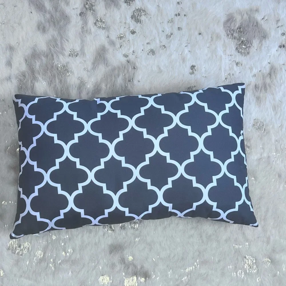 Max Studio Gray Throw Pillow with Zip Off Cover 18 x 10 x 3